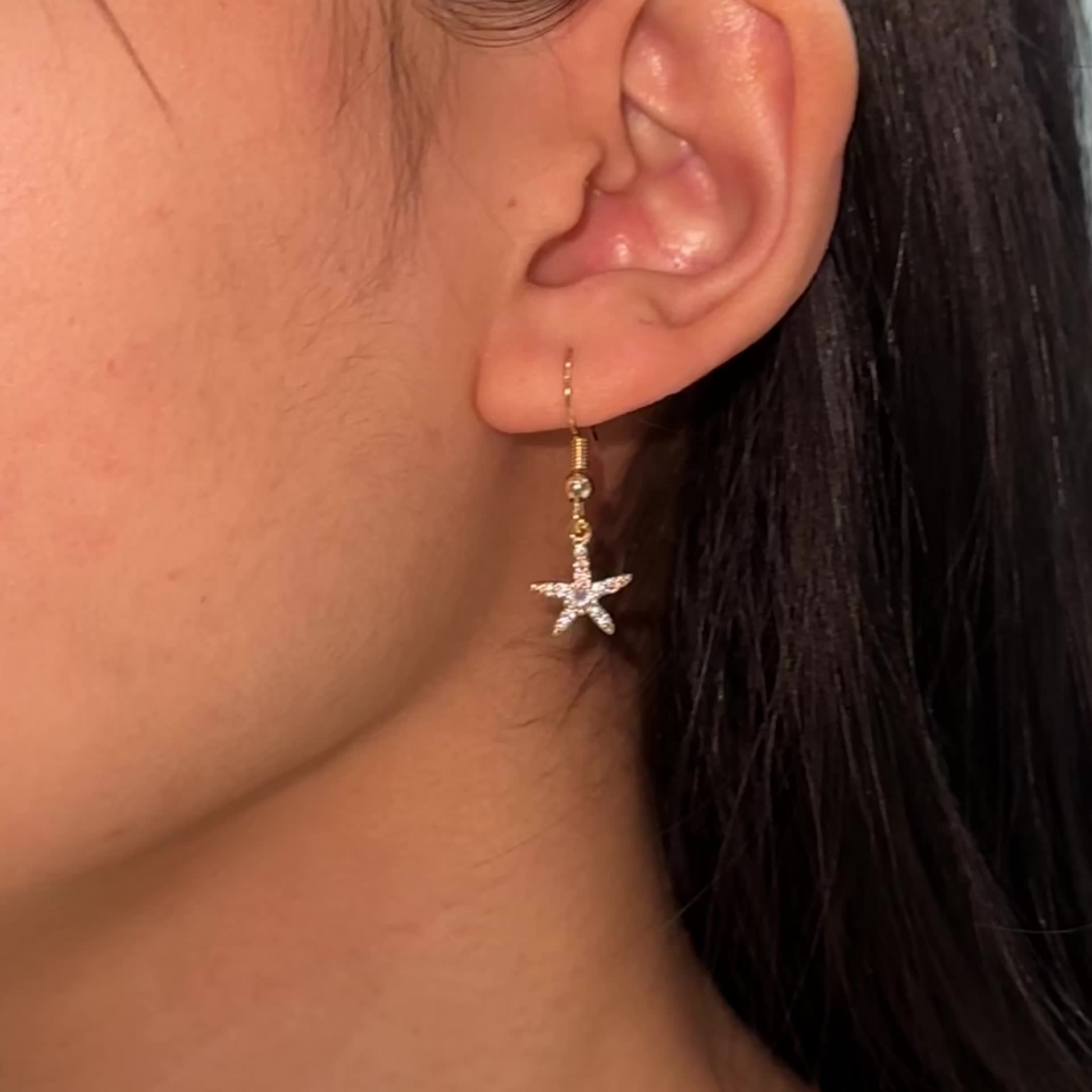 Copper Earrings with Synthetic Zircon, Valentine's Day Gift